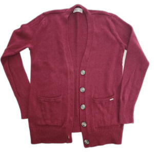Hollister Cranberry Button Up Cardigan Sweater Sz M